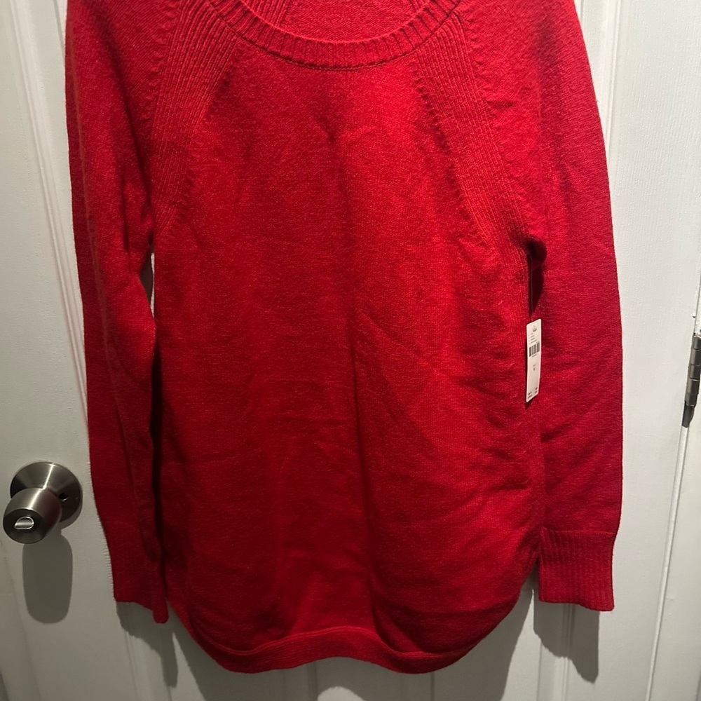 Anthropologie Rebekah Knit Pullover Curve Hem Tunic Sweater Red Size Medium NWT - Picture 4 of 9